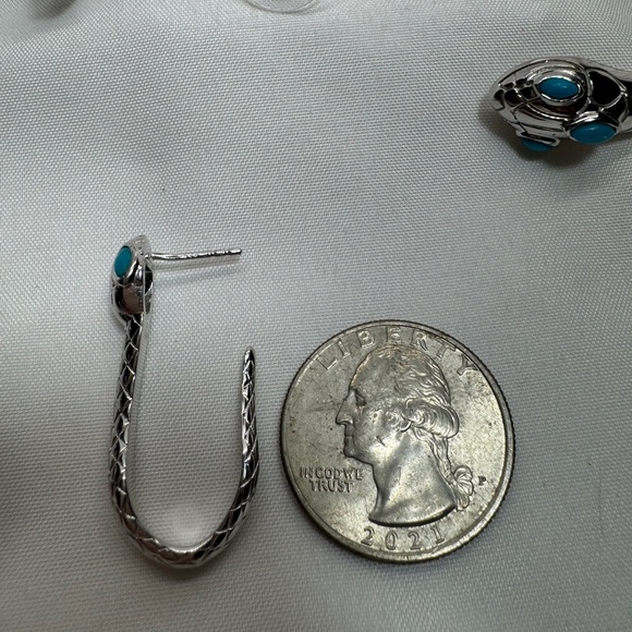 NEW!!!! Sleeping Beauty Turquoise Snake Theme Cuff and Earring Set. - Picture 6 of 9